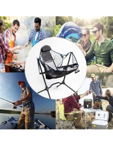 Outdoor Folding Rocking Chair with Adjustable Footrest Recliner for Camping Fishing Beach - RockingChair™ du meilleur 