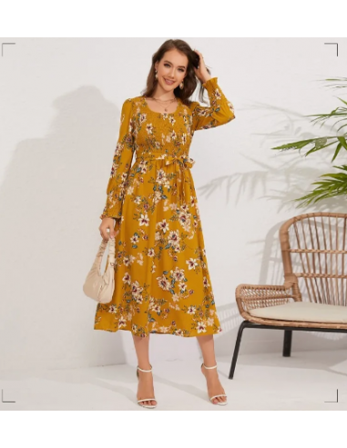 Lightweight floral dress in polyester - Flowerdress™ Dans la société mordern