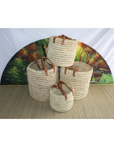 Panier Corbeille de rangement ROND - Tressé Main en Palmier - 100% NATUREL & ORIGINAL - 2024