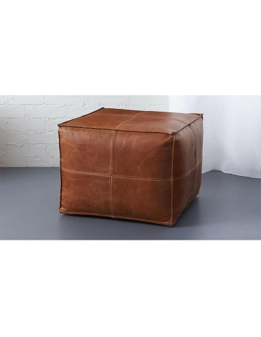 GROS POUF CARRÉ en cuir Marocain - Fait Main - Moderne & Design - 2 finitions au choix - Par le système avancé 